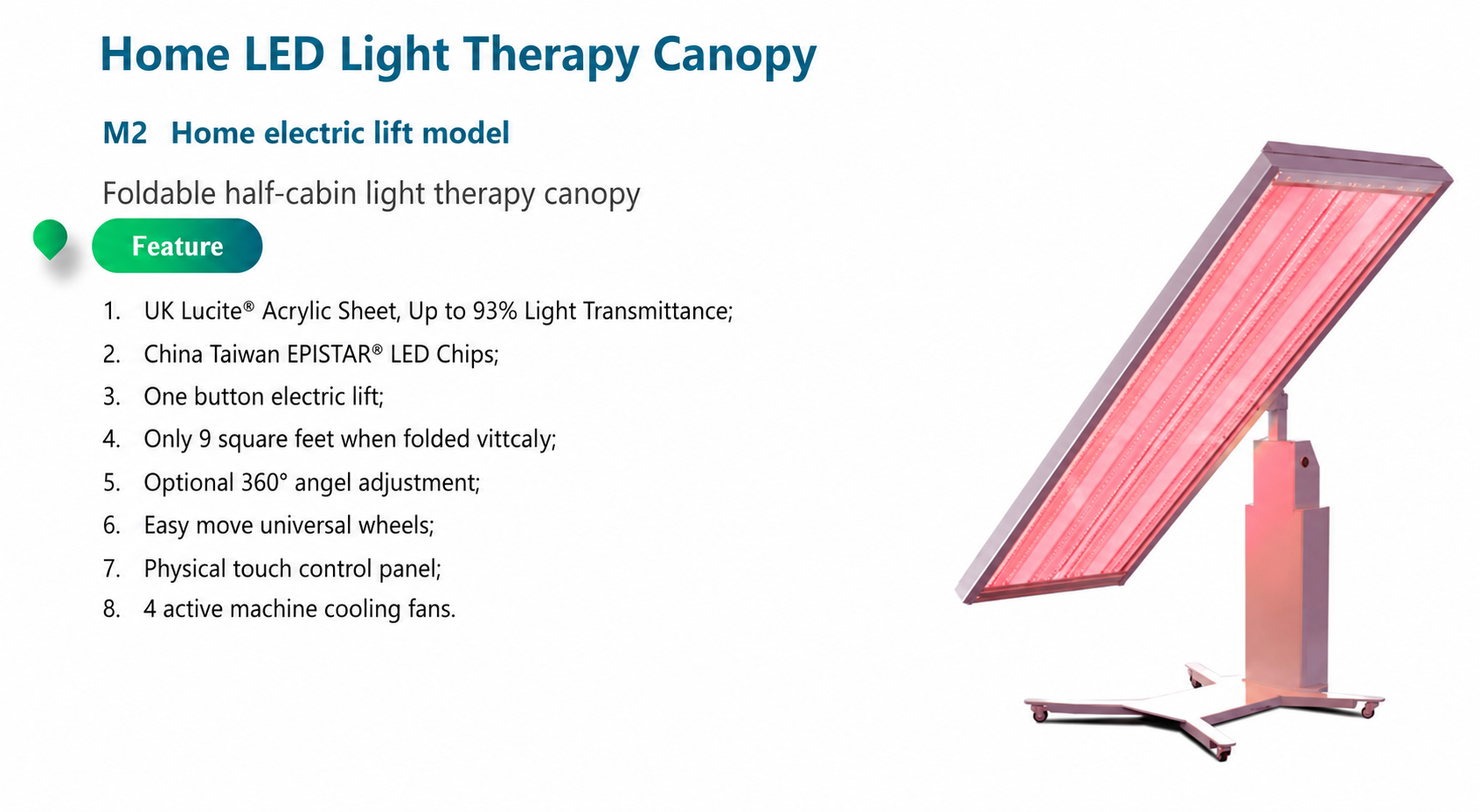 Wesauna W2 Canopy — Electric-lift overhead canopy.