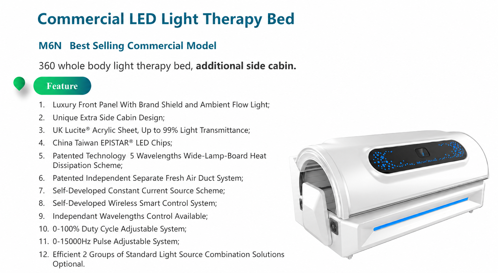 Wesauna W6 Ultra — Premium horizontal bed.